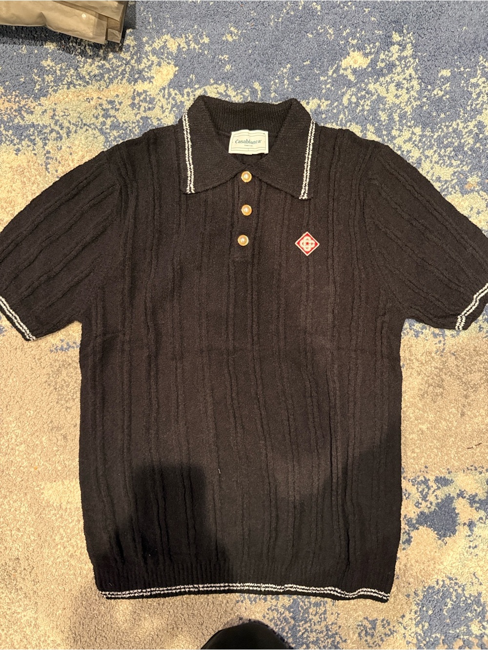 Men’s casa Blanca knit polo shirt black all sizes